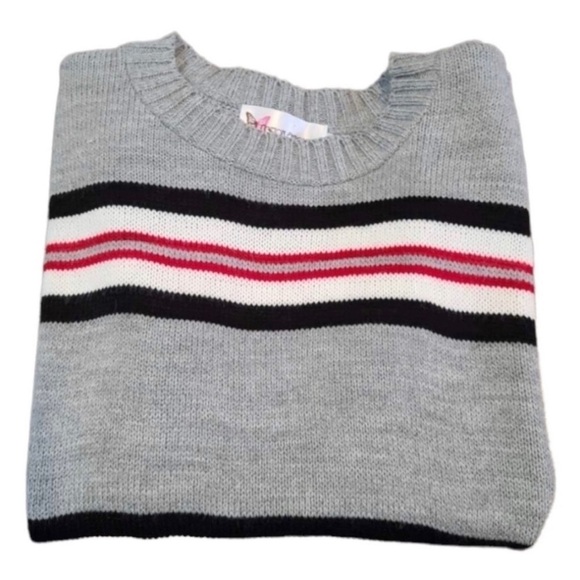 Cotton Emporium Blue And Grey Knit Striped Sweater Size L - Picture 3 of 3